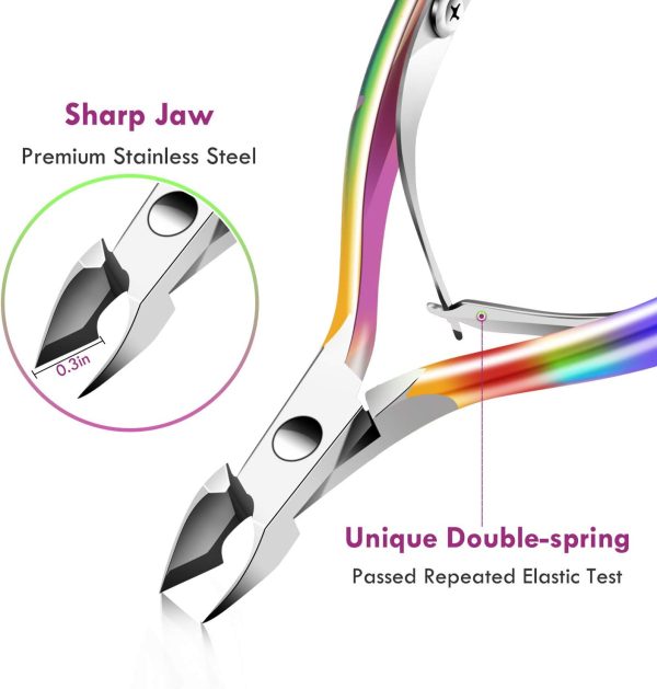 Cuticle Trimmer Cuticle Remover with Cuticle Pusher,  Professional Stainless Steel Durable Pedicure Manicure Tools Cutter Nipper Scissor Clipper for Fingernails and Toenails Dead Skin