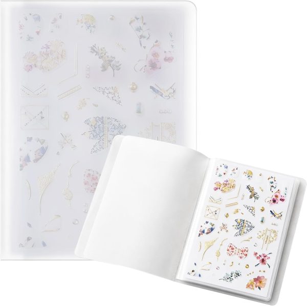 2 Transparent Nail Sticker Storage Books: Blank sticker collection book. Nail art supplies DIY sticker display and organization tool. 80 slots in total.