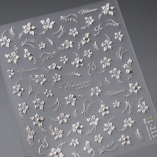 White Flower Nail Art Stickers, 5D Embossed Nail Art Stickers, Self-Adhesive Diamond Flower Nail Art Stickers, Spring Flower Nail Art Transfer Stickers, Women's Floral Nail Art Supplies, Nail Art Decorations