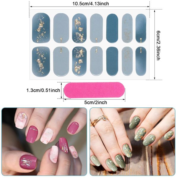 140 Sheets 10 Sheets Glitter Full-Coverage Nail Stickers Women's Only UV-Free Short Nail Polish Stickers, Includes 2 Nail Files Gradient Stickers Self-Adhesive Easy DIY Nail Stickers Holiday Decorations